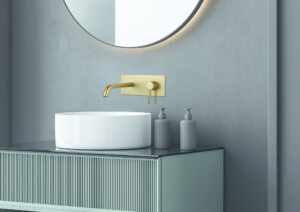 Delo miscelatore lavabo a parete -piastra unica - oro scuro-TONDA_3021014OS