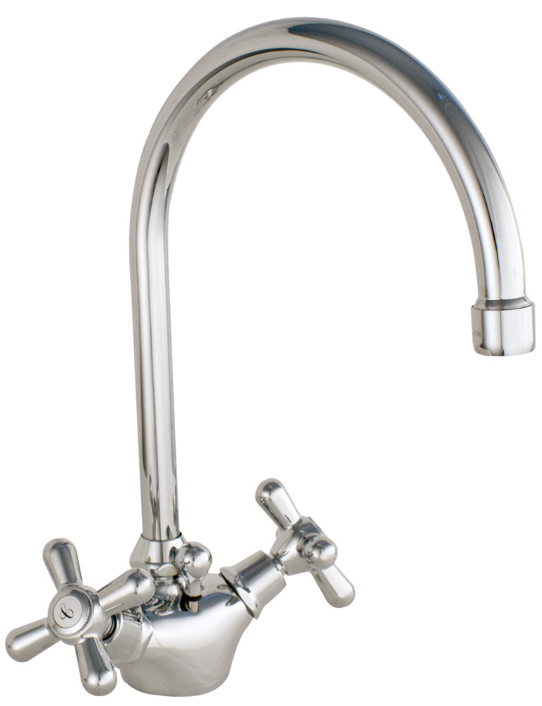 Delo miscelatore lavabo collo a cigno - con manopole - Serie EVA cod 3007002