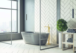 Delo DADO nero miscelatore a pavimento per vasca da bagno oro scuro 3001026OS - foto amb 05