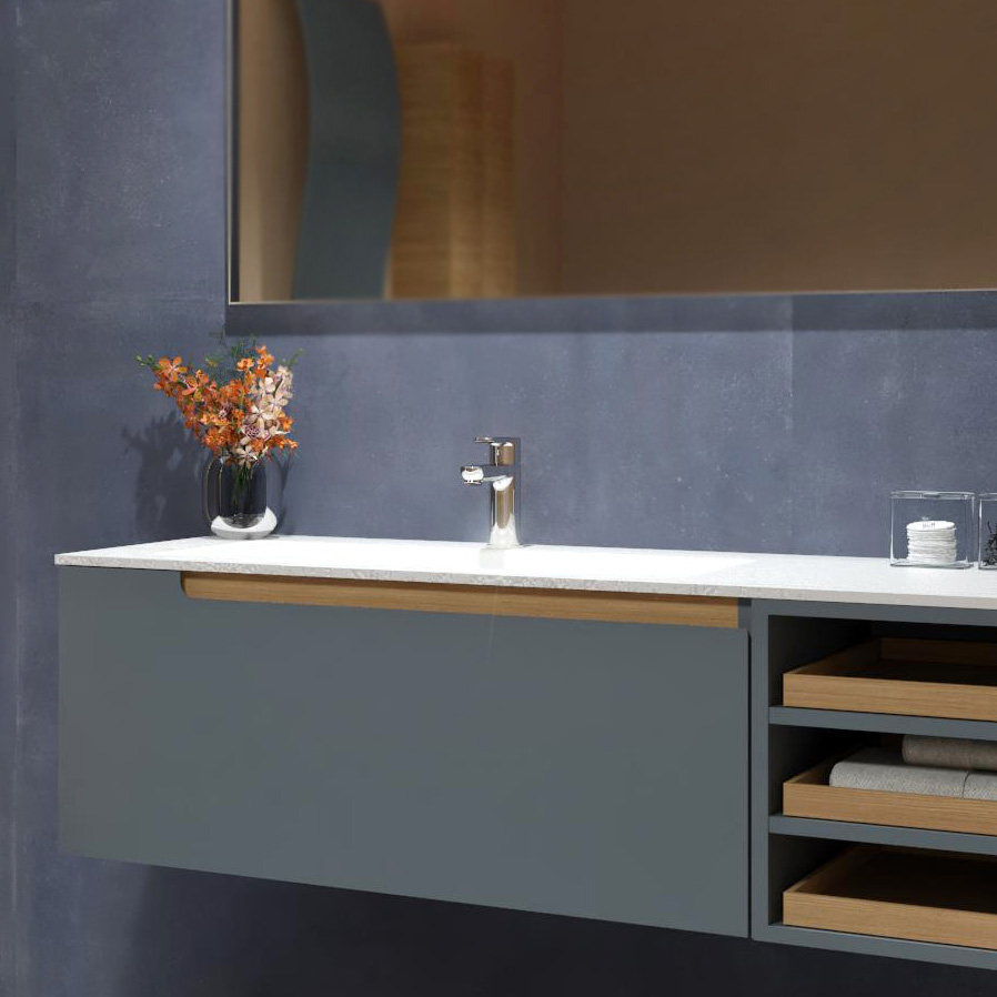 Delo - ambientazioni e tendenze bagno - zona doccia moderna con miscelatore lavabo Delò Maya in classe A - cod. 3008001