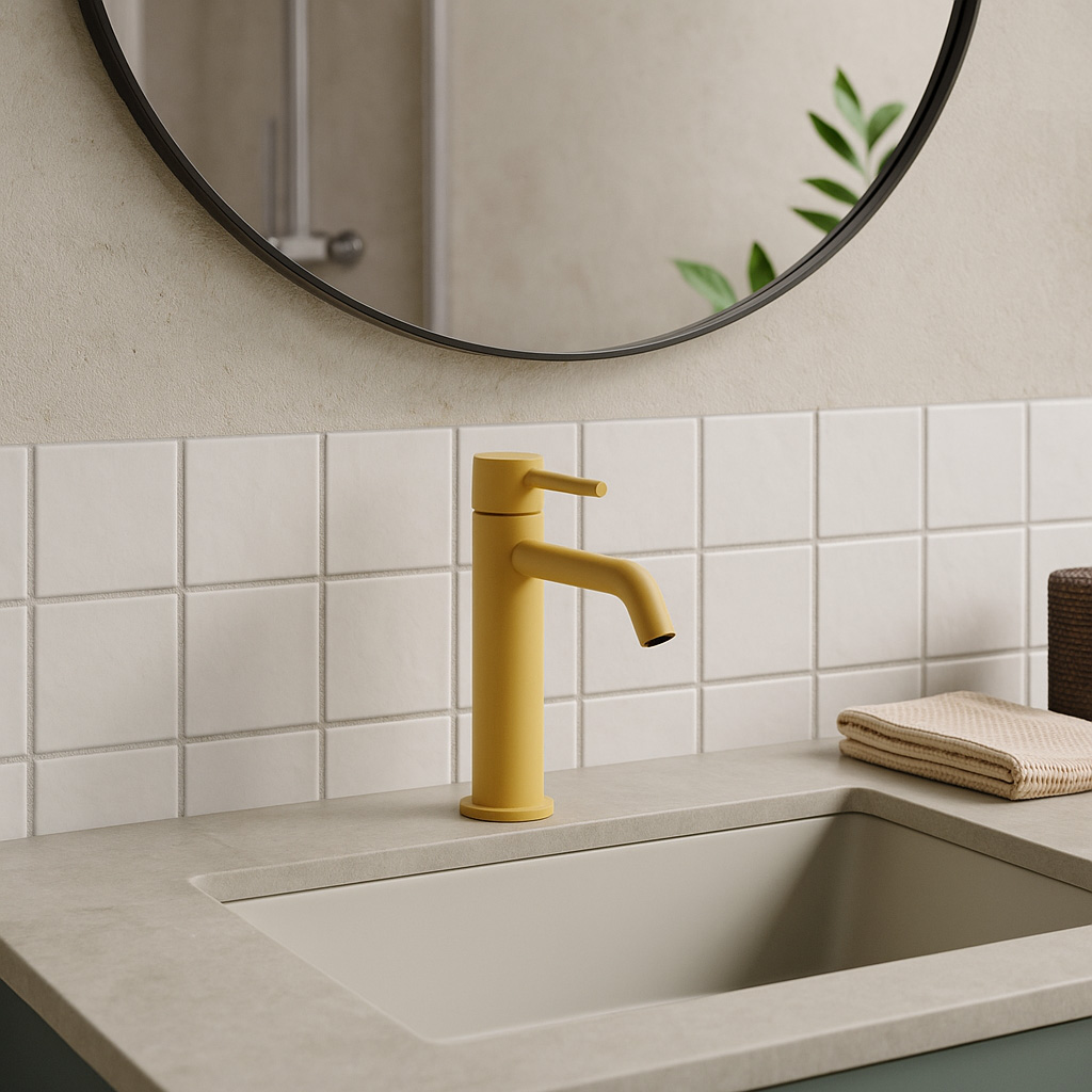 delo blogpost - serie Tonda Slim - miscelatore lavabo ocra - 3022011OA