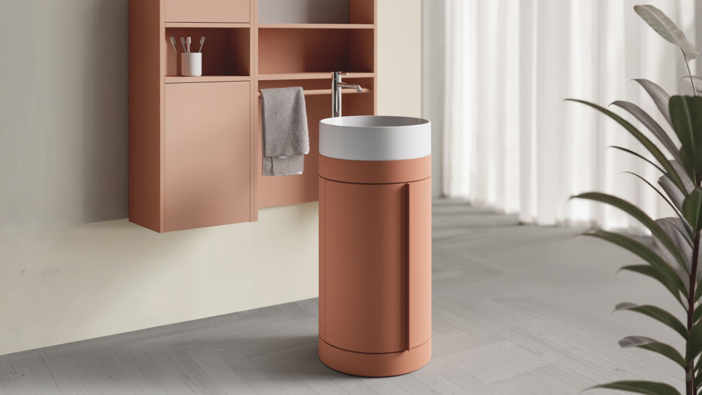 Delo - bagno nuance terracotta - miscelatore Tonda corpo alto
