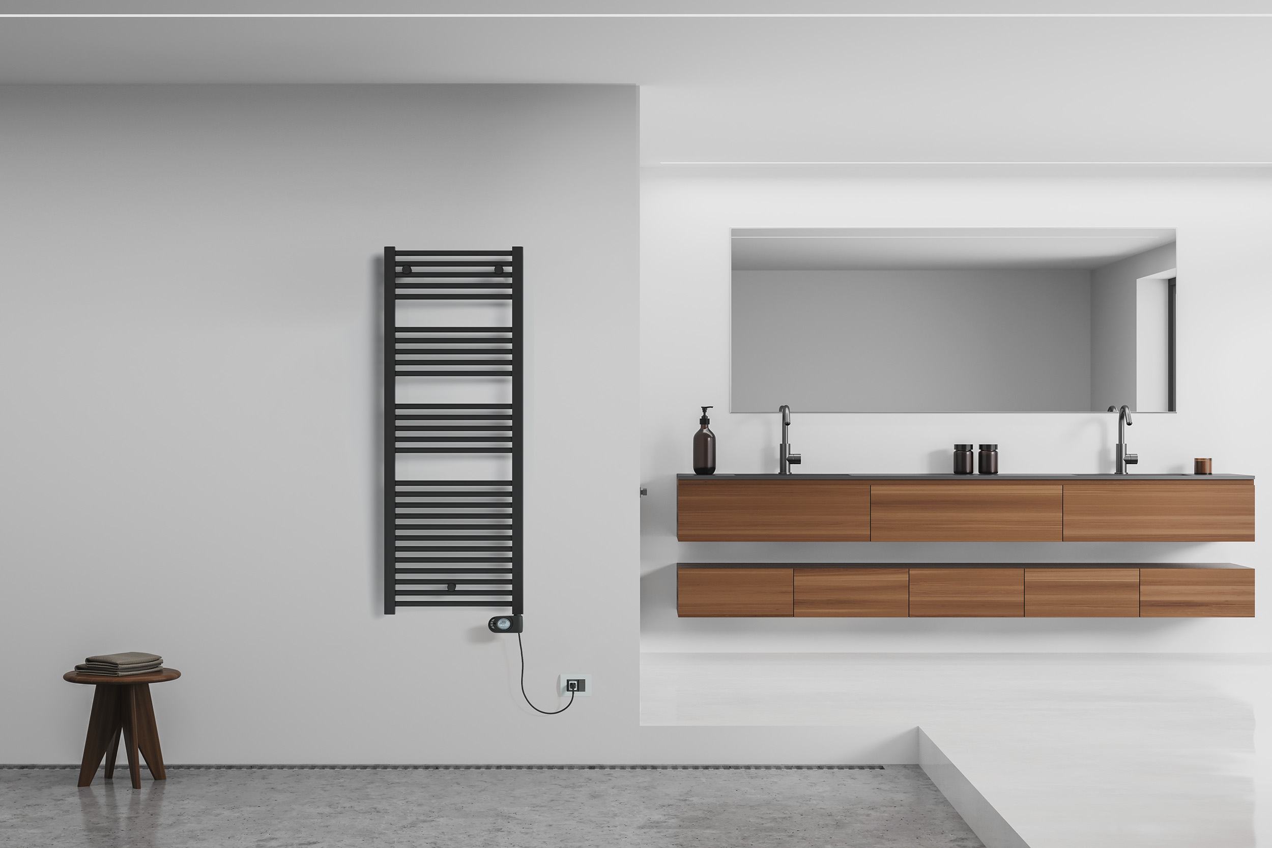 Termoarredo elettrico - delo chloe nero in bagno contemporaneo